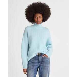 NWT Madewell Women's Chunky-Knit Alpaca-Blend Turtleneck in Mint Blue size XS
